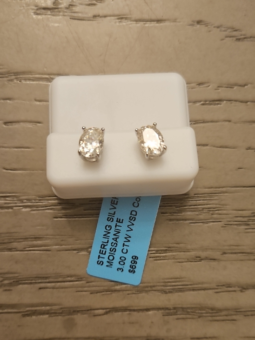 Sterling Silver White Moissanite Oval Stud Earrings - Classic Sparkle
